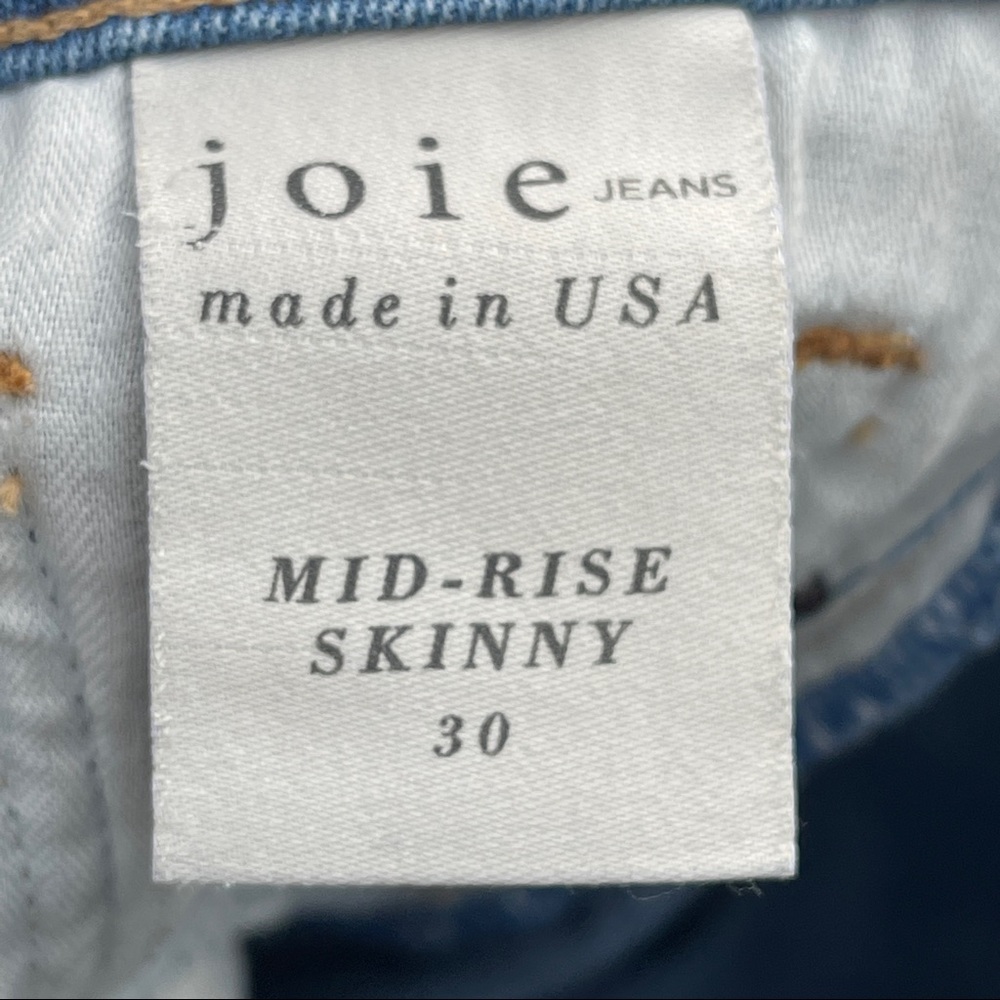 JOIE Mid-Rise Skinny denim stretch jeans Women's 30 Made in the USA - Picture 2 of 11